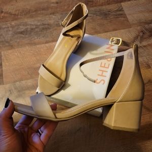 Nude chunky heeled sandals